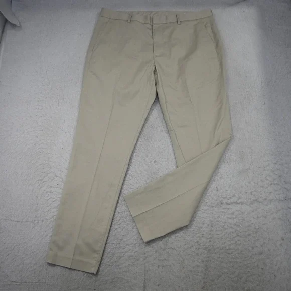 Bonobos Friday Chino Pants Mens Size 35 x 30 Beige Slim Taper Stretch Flat Front - Picture 2 of 11